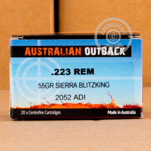 A photograph detailing the 223 Remington ammo with Polymer Tipped bullets made by Australian Outback.