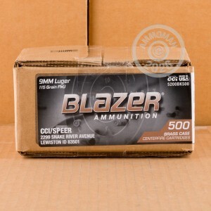 Image of 9MM BLAZER BRASS 115 GRAIN FMJ (500 ROUNDS)