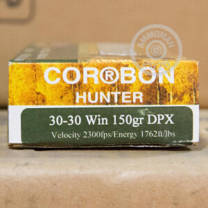 Photo detailing the 30-30 WINCHESTER CORBON 150 GRAIN DPX SCHP (20 ROUNDS) for sale at AmmoMan.com.
