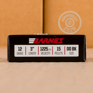 Photograph showing detail of 12 GAUGE BARNES DEFENSE 3" 15 PELLETS 00 BUCK (5 ROUNDS)
