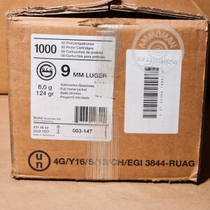 Image of 9mm Luger ammo by GECO that's ideal for training at the range.