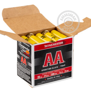 Photo detailing the 20 GAUGE WINCHESTER AA 2-3/4" 7/8 OZ. #8 SHOT (250 ROUNDS) for sale at AmmoMan.com.