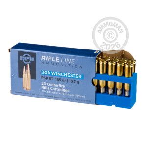 Photo detailing the 308 WIN PRVI PARTIZAN 165 GRAIN SP (20 ROUNDS) for sale at AmmoMan.com.