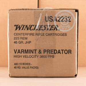 Photo detailing the 223 REMINGTON WINCHESTER USA VALUE PACK 45 GRAIN JHP (40 ROUNDS) for sale at AmmoMan.com.
