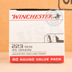 Photograph showing detail of 223 REMINGTON WINCHESTER USA VALUE PACK 45 GRAIN JHP (40 ROUNDS)