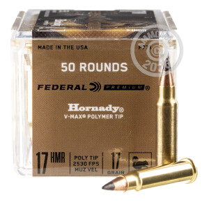 Image of the 17 HMR FEDERAL 17 GRAIN V-MAX (50 ROUNDS) available at AmmoMan.com.