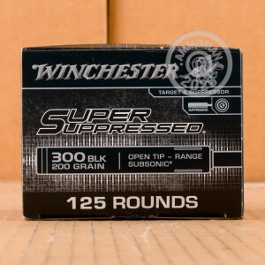 Photo detailing the 300 AAC BLACKOUT WINCHESTER SUPER SUPPRESSED 200 GRAIN OPEN TIP (125 ROUNDS) for sale at AmmoMan.com.