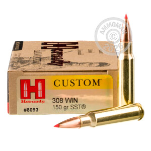 Photograph showing detail of 308 WIN HORNADY SST 150 GRAIN PT (20 ROUNDS)