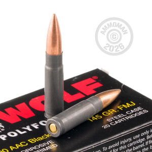 Photo of 300 AAC Blackout Full Metal Jacket (FMJ) ammo by Wolf for sale.
