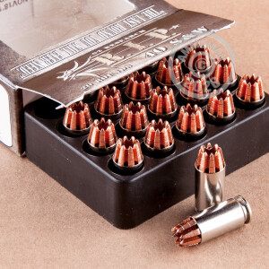 Image detailing the brass case and boxer primers on the G2 Research ammunition.