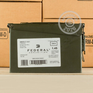 Image of bulk 5.56x45mm ammo by Federal that's ideal for training at the range.