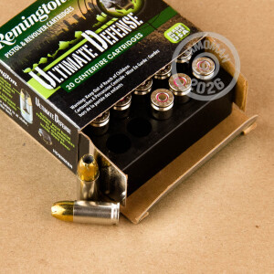 Photo detailing the 9MM LUGER REMINGTON ULTIMATE DEFENSE 124 GRAIN JHP (20 ROUNDS) for sale at AmmoMan.com.