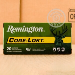 A photograph detailing the 350 Legend ammo with Jacketed Soft-Point (JSP) bullets made by Remington.