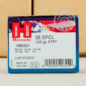 Photograph showing detail of 38 SPECIAL HORNADY AMERICAN GUNNER 125 GRAIN JHP (25 ROUNDS)