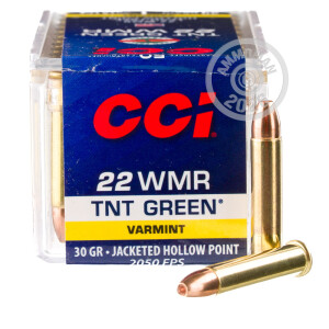 Photograph showing detail of 22 WMR CCI TNT GREEN 30 GRAIN HP (2000 ROUNDS)