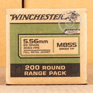Image of Winchester 5.56x45mm rifle ammunition.