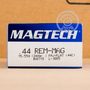 Photo detailing the 44 MAGNUM MAGTECH 240 GRAIN FMJ FN (1000 ROUNDS) for sale at AmmoMan.com.