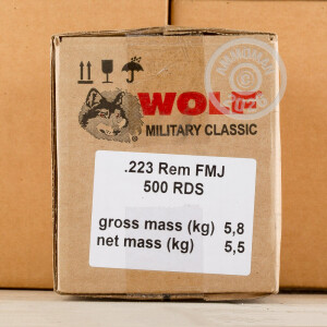 A photograph of 20 rounds of 55 grain 223 Remington ammo with a FMJ bullet for sale.