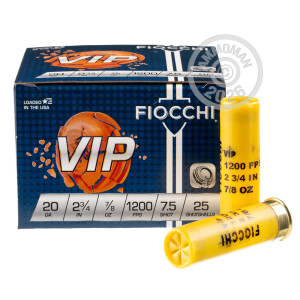 Photograph showing detail of 20 GAUGE FIOCCHI 2-3/4" 7/8 OZ. #7.5 SHOT (250 ROUNDS)