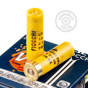 Photo detailing the 20 GAUGE FIOCCHI 2-3/4" 7/8 OZ. #7.5 SHOT (250 ROUNDS) for sale at AmmoMan.com.