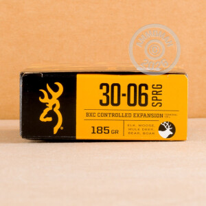 A photograph detailing the 30.06 Springfield ammo with Polymer Tipped bullets made by Browning.