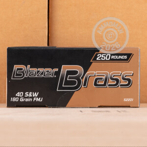 Image of the .40 S&W BLAZER BRASS VALUE PACK 180 GRAIN FMJ (250 ROUNDS) available at AmmoMan.com.