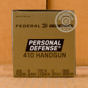 Photo detailing the .410 BORE FEDERAL HANDGUN 3" 000 BUCK (20 SHELLS) for sale at AmmoMan.com.
