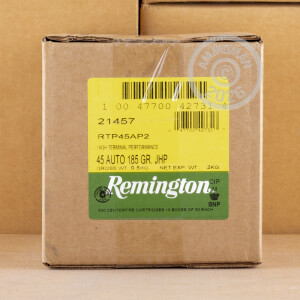 Photograph showing detail of .45 ACP REMINGTON HTP 185 GRAIN JHP (500 ROUNDS)