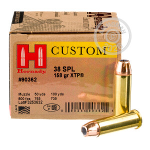 Photograph showing detail of 38 SPECIAL HORNADY CUSTOM XTP 158 GRAIN JHP (25 ROUNDS)