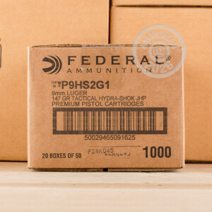 A photo of a box of Federal ammo in 9mm Luger.