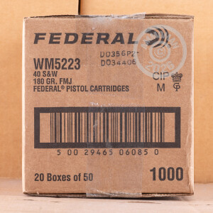 Photograph showing detail of 40 S&W FEDERAL CHAMPION 180 GRAIN FMJ (50 ROUNDS)