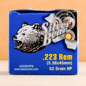 Image of 223 Remington ammo by Silver Bear that's ideal for home protection, training at the range.
