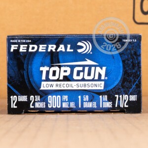 Photograph showing detail of 12 GAUGE FEDERAL TOP GUN SUBSONIC 2-3/4" 1-1/8 OZ. #7.5 Shot (250 ROUNDS)