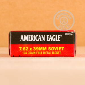 Photograph showing detail of 7.62x39 FEDERAL AMERICAN EAGLE 124 GRAIN FMJ (500 ROUNDS)