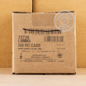 Image of the 9MM LUGER REMINGTON UMC 115 GRAIN MC (50 ROUNDS) available at AmmoMan.com.