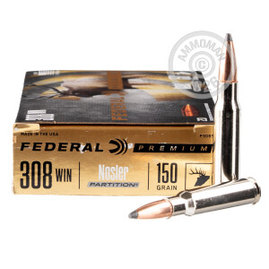 Image of the 308 WIN FEDERAL VITAL-SHOK 150 GRAIN NOSLER PARTITION (20 ROUNDS) available at AmmoMan.com.