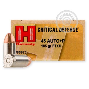 A photograph of 200 rounds of 185 grain .45 Automatic ammo with a JHP bullet for sale.