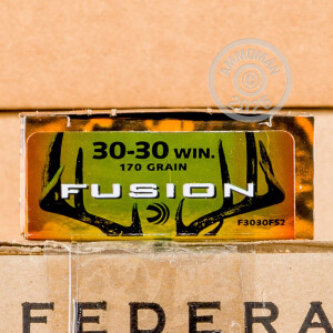 Photo detailing the 30-30 WIN FEDERAL FUSION 170 GRAIN FUSION (20 ROUNDS) for sale at AmmoMan.com.