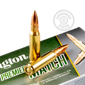 Photo detailing the 6.8MM SPC REMINGTON PREMIER MATCH 115 GRAIN HPBT (20 ROUNDS) for sale at AmmoMan.com.