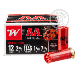 Photograph showing detail of 12 GAUGE WINCHESTER AA LIGHT TARGET 2-3/4" 1-1/8 OZ. #7.5 Shot (250 ROUNDS)