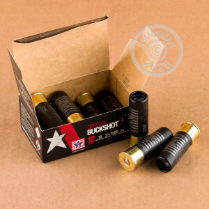 Image of the 12 GAUGE STARS AND STRIPES 2-3/4" 9 PELLET 00 BUCKSHOT (250 ROUNDS) available at AmmoMan.com.