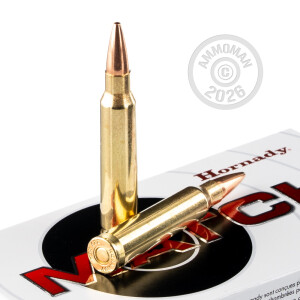Image of 223 Remington ammo by Hornady that's ideal for hunting varmint sized game, precision shooting.