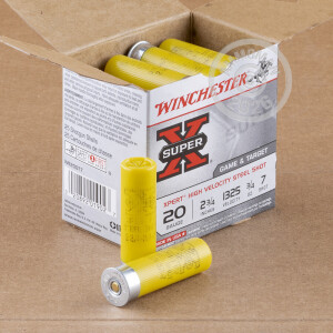 Photograph showing detail of 20 GAUGE WINCHESTER SUPER-X XPERT HIGH VELOCITY 2-3/4“ 3/4 OZ. #7 STEEL SHOT (100 ROUNDS)