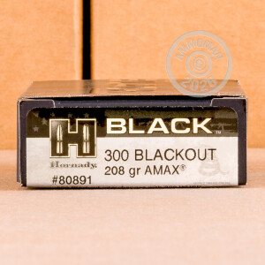 Image of the 300 AAC BLACKOUT HORNADY BLACK 208 GRAIN A-MAX (20 Rounds) available at AmmoMan.com.