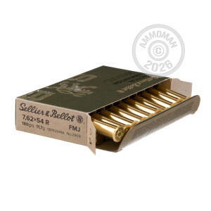 Photograph showing detail of 7.62X54R SELLIER & BELLOT 180 GRAIN FMJ (20 ROUNDS)