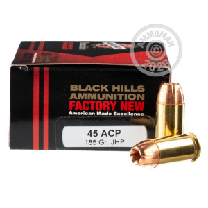 Image of the 45 ACP +P BLACK HILLS 185 GRAIN TAC-XP (20 ROUNDS) available at AmmoMan.com.