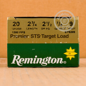 Photo detailing the 20 GAUGE REMINGTON PREMIER STS 2-3/4" 7/8 OZ. #9 SHOT (25 ROUNDS) for sale at AmmoMan.com.
