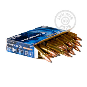 Photograph showing detail of 7.62X39 FEDERAL POWER-SHOK 123 GRAIN JSP (20 ROUNDS)
