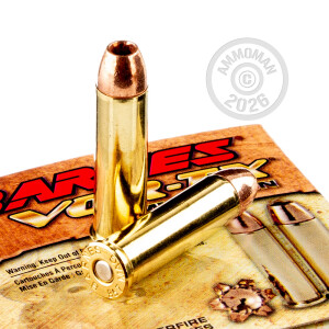 A photograph detailing the 357 Magnum ammo with Solid Copper Hollow Point (SCHP) bullets made by Barnes.