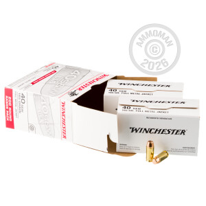 Image of the .40 S&W WINCHESTER 165 GRAIN FULL METAL JACKET (200 ROUNDS) available at AmmoMan.com.
